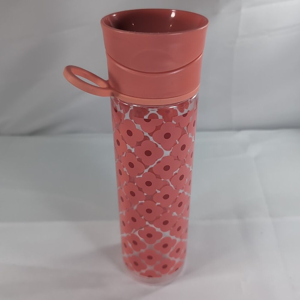 Orla Kiely Reusable Water Bottle 360 Drinking Titan Pink Floral Rose 24oz 710ml